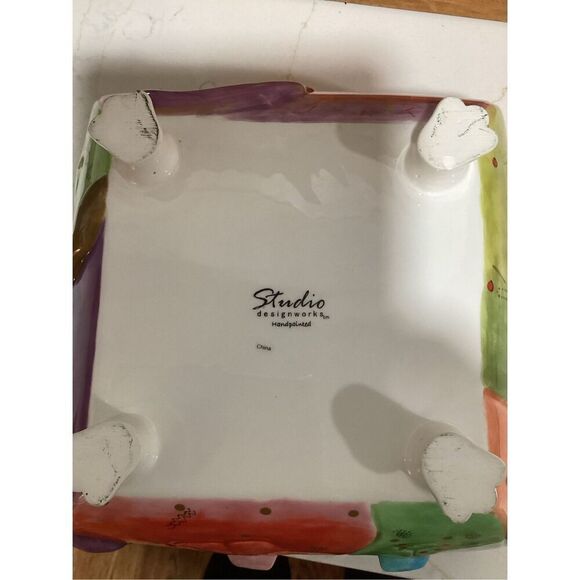 Studio Designworks Handpainted Ceramic Joy Cats Serving Bowl 1990 - Picture 6 of 9